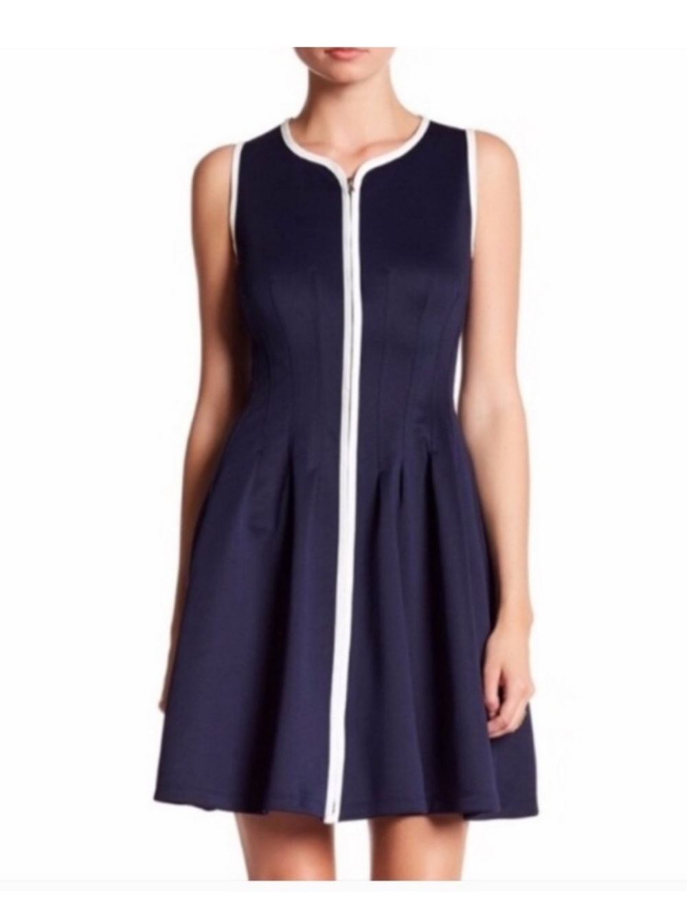 Betsy Johnson navy and white zippered dress size 14 - Picture 3 of 13